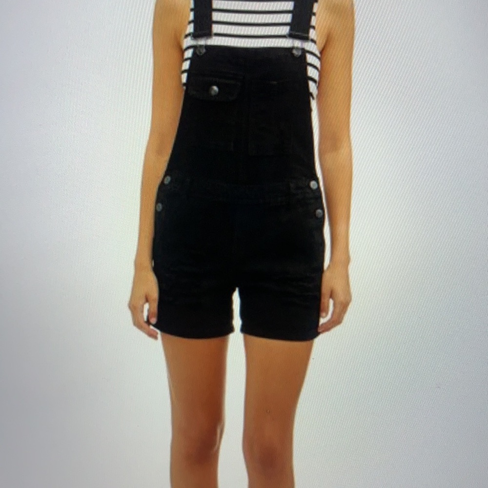 Black jeans overalls-shorts
